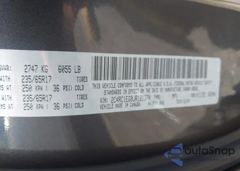 2018 Chrysler Pacifica Touring L Plus z USA, uszkodzony, nr VIN 2C4RC1EG9JR121370